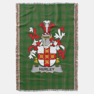 Irish Hurley or O_Hurley Coat of Arms Family Cres Throw Blanket