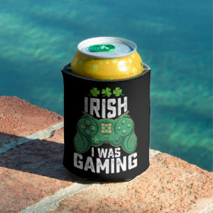 Irish I Was Gaming Gamer Games St Patrick's Day Can Cooler