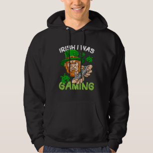 Irish I Was Gaming St Patricks Day Gamer Boys Men Hoodie