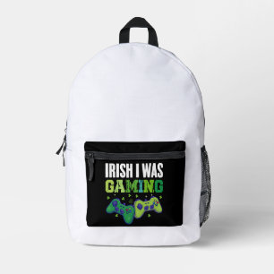 Irish I Was Gaming St Patricks Day Gamer Gift Printed Backpack