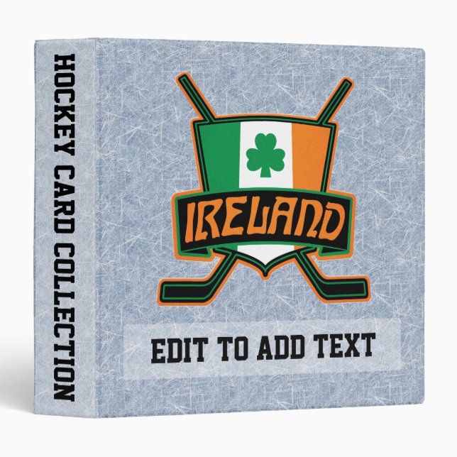 Irish Ice Hockey Trading Card Album, Personalise 3 Ring Binder (Front/Spine)
