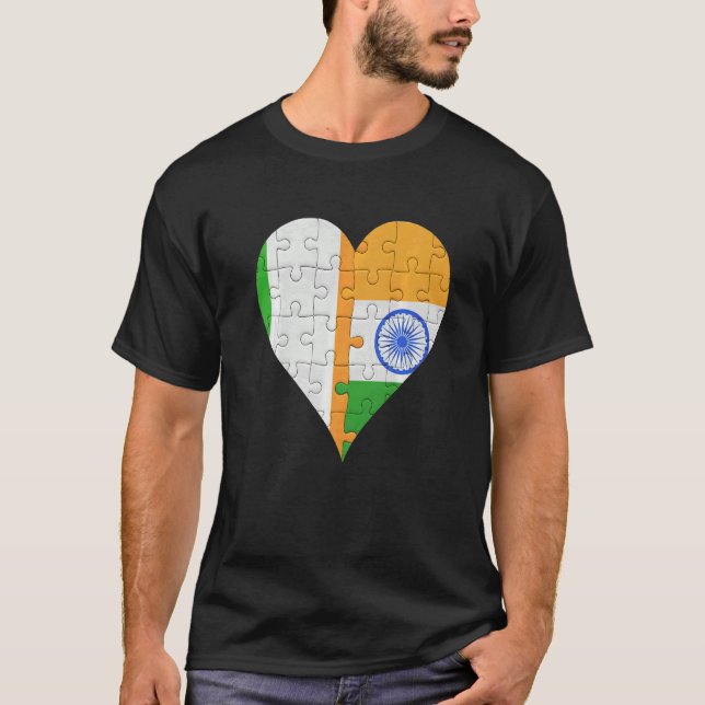 Irish Indian Flag Heart T-Shirt (Front)