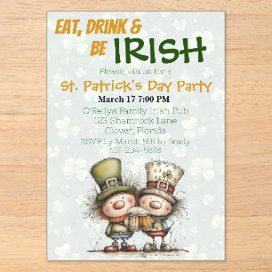 Irish‑Inspired St. Patrick’s Day Party Acrylic Invitations
