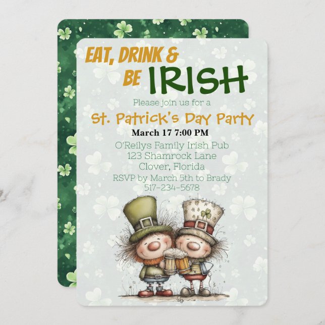 Irish‑Inspired St. Patrick’s Day Party Invitation (Front/Back)