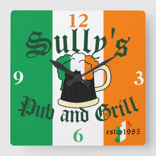 Irish Ireland Beer Pint Bar and Grill Name Clock