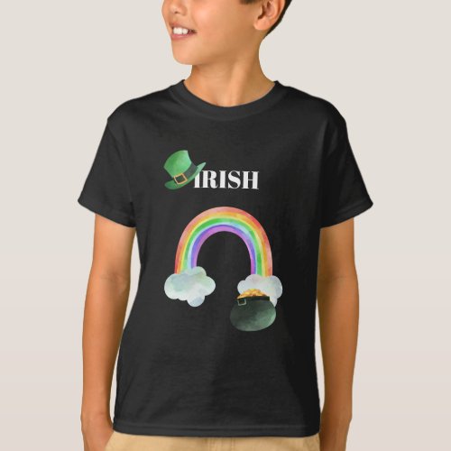  IRISH IRELAND BOY Rainbow Pot of Gold T_Shirt