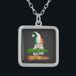 *~* IRISH IRELAND GNOME Abstract Flag Silver Plated Necklace<br><div class="desc">Such a awesome Whimsical Cute Fun Patriotic Irish Pride Irish Flag GNOME holding a HEART with Irish Flag Colors. * IRELAND IRISH FLAG BRUSH STROKE Simple Abstract IRISH flag colors Green White and ORANGE. Modern Popular Abstract Simple Colorful Creative Whimsical Cute Fun Patriotic Irish Pride GNOME IRISH flag. IRISH IRELAND...</div>