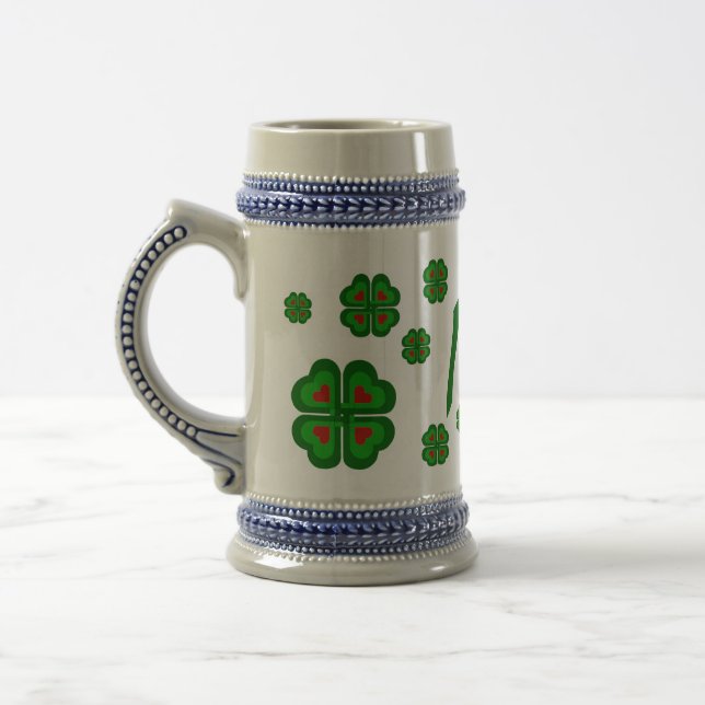 Irish, Ireland shamrock, clover Beer Stein (Left)