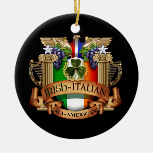 Irish Italian all American Ceramic Ornament (Front)