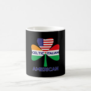 Irish Italian American Flag And Celtic Shamrock Coffee Mug