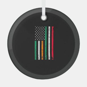 Irish Italian American Flag Ireland Italy ST PATRI Glass Ornament