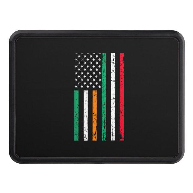Irish Italian American Flag Ireland Italy ST PATRI Hitch Cover (Front)