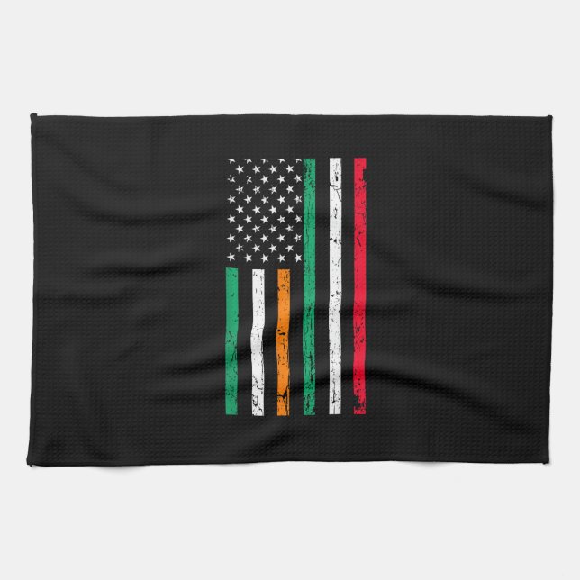 Irish Italian American Flag Ireland Italy ST PATRI Kitchen Towel (Horizontal)