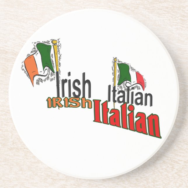 Irish Italian Heritage Sandstone Coaster (Front)