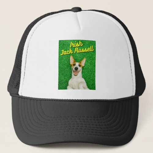 Irish Jack Russell In Grass Trucker Hat