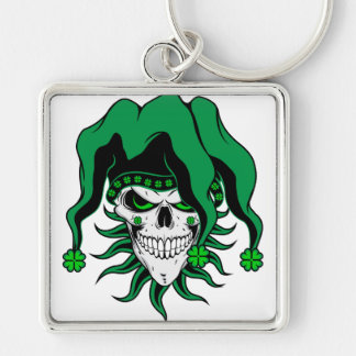 Irish Jester Skull Keychain