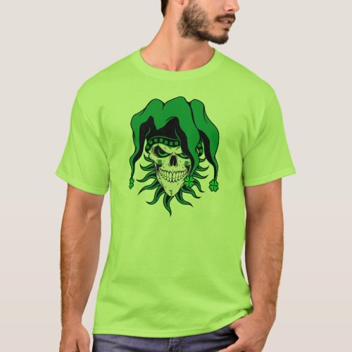 Irish Jester Skull T_Shirt