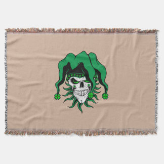 Irish Jester Skull Throw Blanket