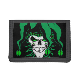 Irish Jester Skull Tri-fold Wallet