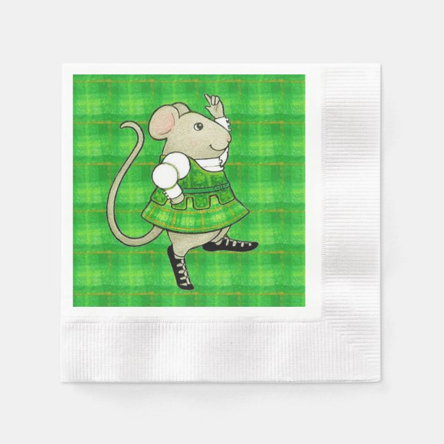 IRISH JIG MOUSE Coined Cocktail Paper Napkins (Front)