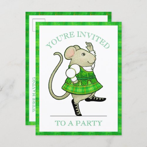 IRISH JIG MOUSE Party Invitation Postcard