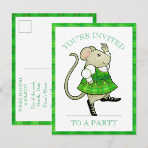 IRISH JIG MOUSE Party Invitation Postcard