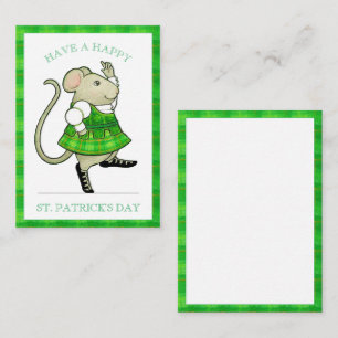 IRISH JIG MOUSE St. Patrick's 3.5x2.5 Flat Card