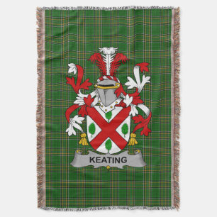 Irish Keating or O_Keaty Coat of Arms Family Cres Throw Blanket