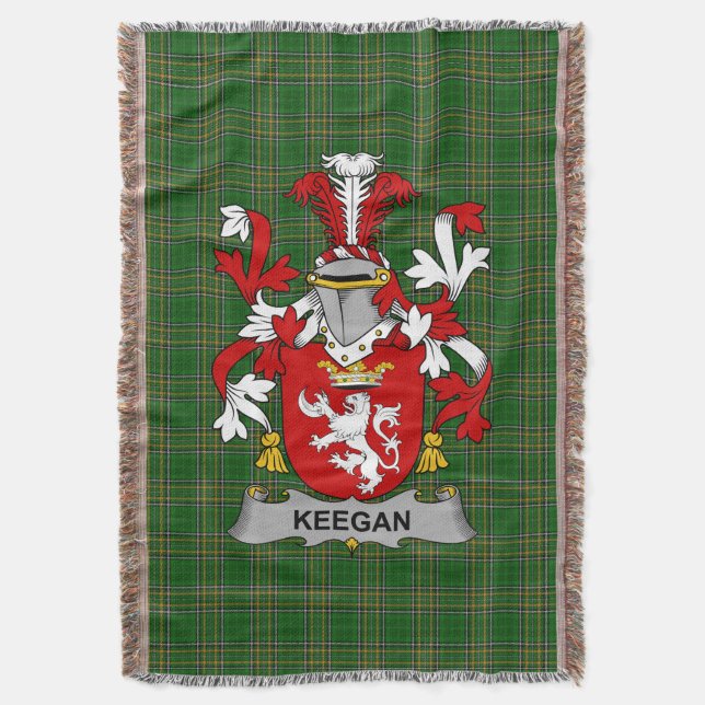  Irish Keegan or Egan Coat of Arms Family Crest Ir Throw Blanket (Front Vertical)