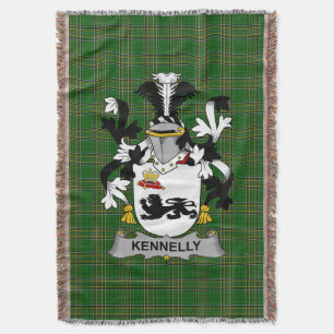 Irish Kennelly or O_Kineally Coat of Arms Family Throw Blanket