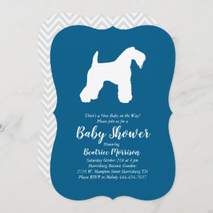 Irish Kerry Blue Terrier Dog Baby Shower Blue Boy Invitation