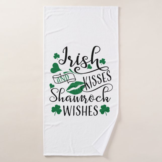 Irish Kisses and Shamrock Wishes Bath Towel (Bath Towel)