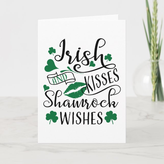 Irish Kisses and Shamrock Wishes Card (Front)
