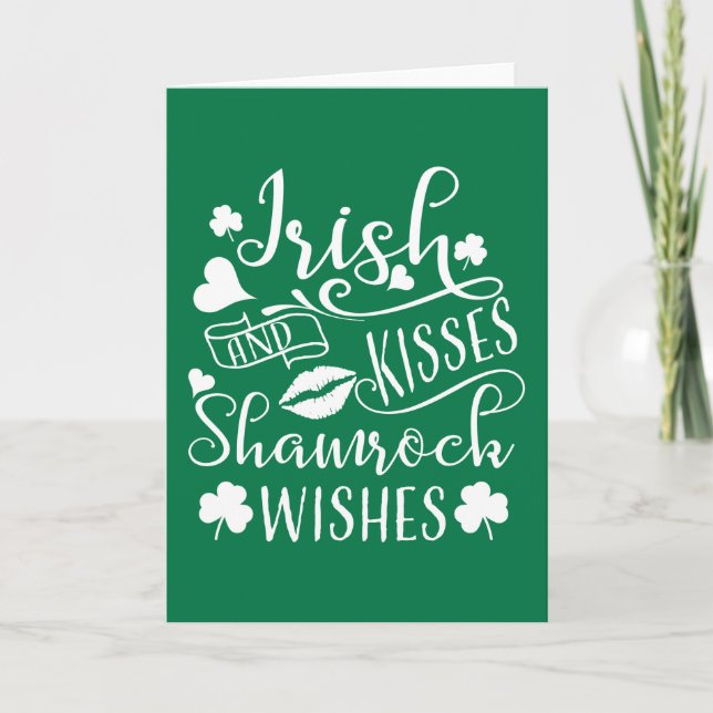 Irish Kisses and Shamrock Wishes Card (Front)