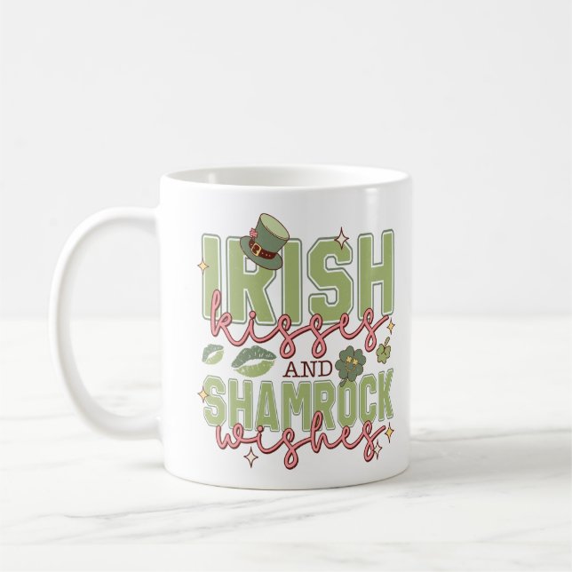 Irish Kisses And Shamrock Wishes Coffee Mug (Left)