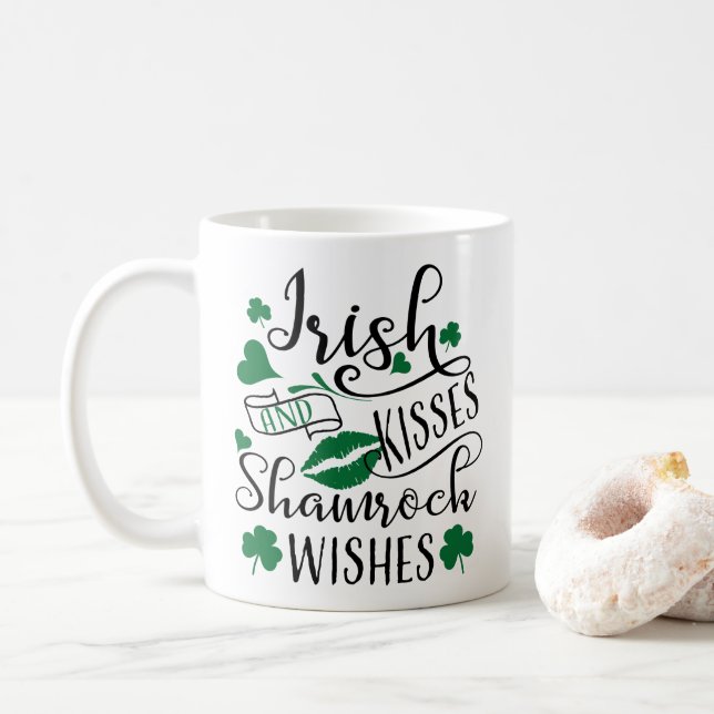 Irish Kisses and Shamrock Wishes Coffee Mug (With Donut)