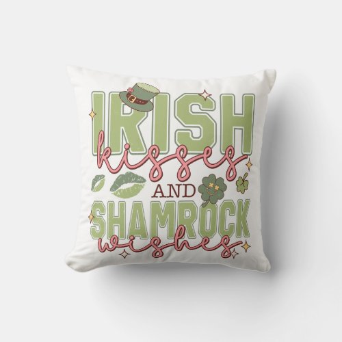 Irish Kisses And Shamrock Wishes Throw Pillow