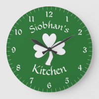 Irish Kitchen Decor Personalized Clock Shamrock