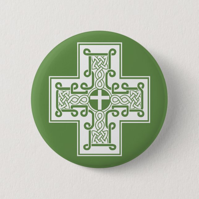 Irish Knot Celtic Cross Pinback Button (Front)