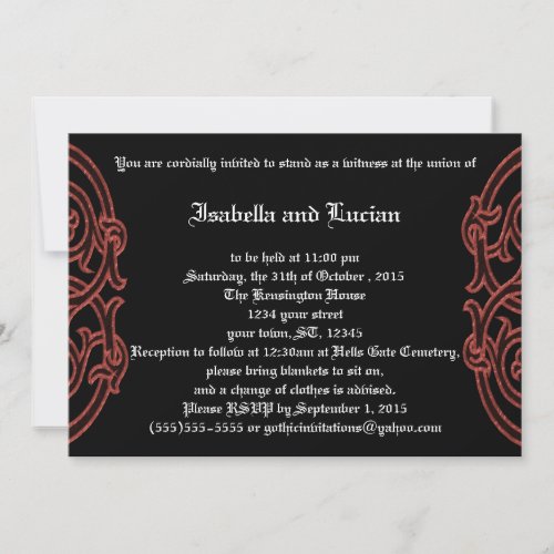 Irish Knots with Poetry Goth Wedding Invitations