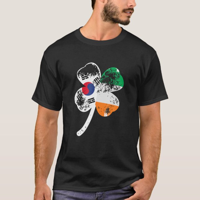 Irish Korean Shamrock St Patricks Day T-Shirt (Front)