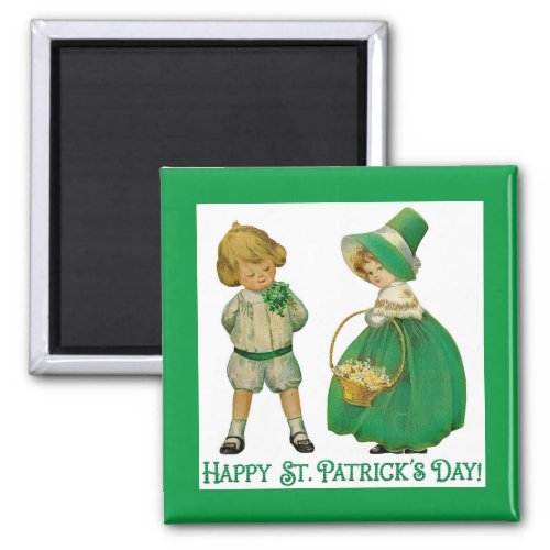 Irish Lad And Lassie 2 Inch Square Magnet