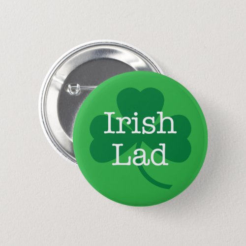 Irish Lad Green Shamrock Button