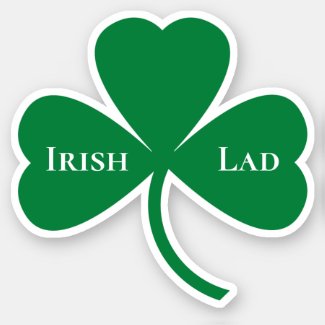 Irish Lad on Green Shamrock Sticker
