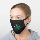 IRISH Lager Drinking Octopus Kraken Steampunk Black Cotton Face Mask (Angled)