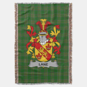 Irish Lane Coat of Arms Family Crest Ireland Throw Blanket