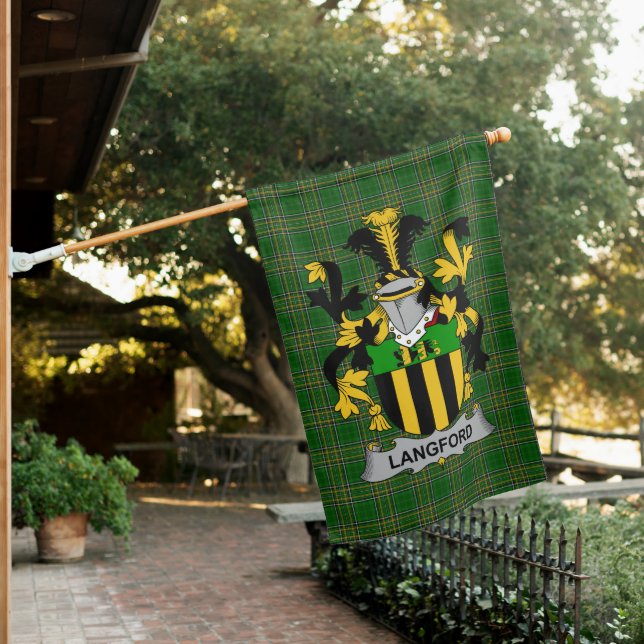  Irish Langford Coat of Arms Family Crest Ireland House Flag (In SItu)