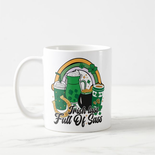 Irish Lass Full of Sass - Cheeky St. Patrick's Day Coffee Mug (Left)