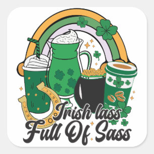 Irish Lass Full of Sass - Cheeky St. Patrick's Day Square Sticker
