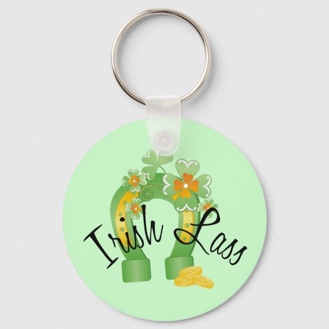 Irish Lass Lucky Horseshoe Keychain (Front)